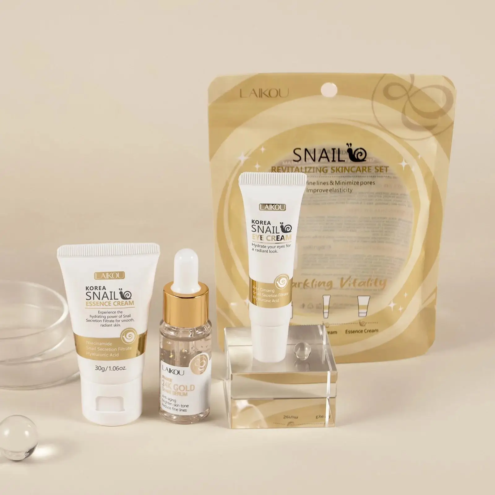 Luxury Natural Skincare - 24K Gold Snail Repair Serum Eye